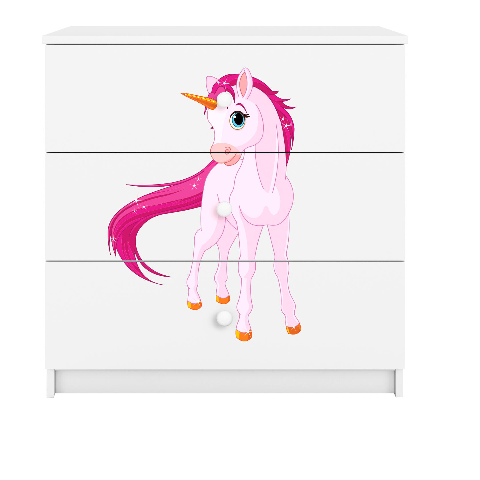 KOMMODE Babydreams Einhorn 81/81/41 - Weiß, Holzwerkstoff (81/81/41cm) - RAUMHIRSCH FURNITURE
