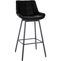 BARHOCKER Lederlook Schwarz - Schwarz, Textil/Metall (49/105/56cm) - CLP