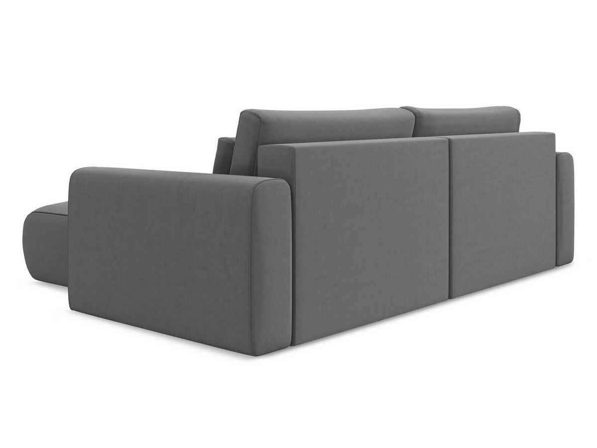 ECKSOFA mit Schlaffunktion Samt Stoff Grau - Schwarz/Grau, Kunststoff/Textil (240/149cm) - Makamii