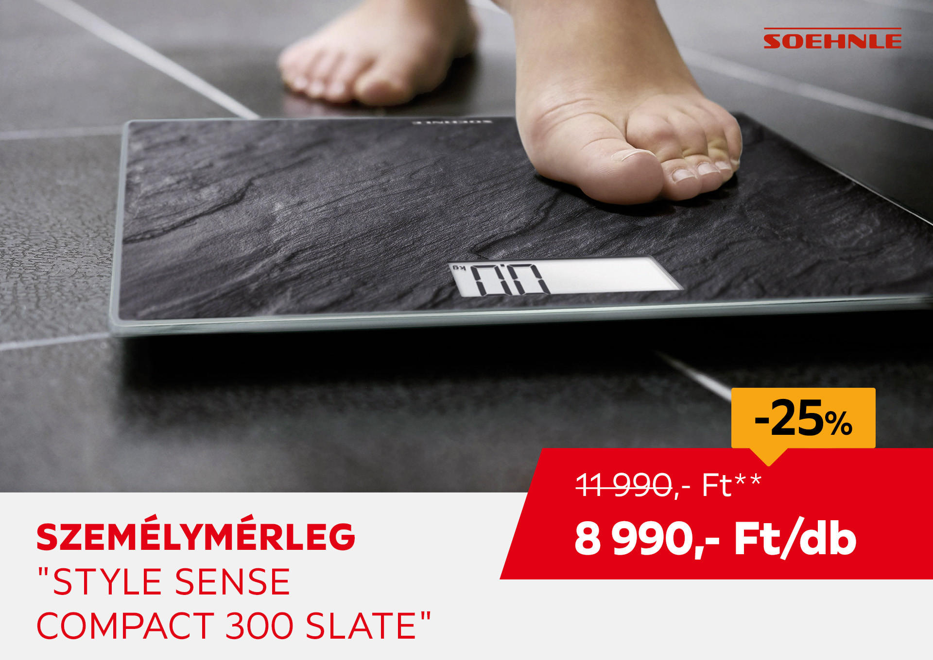 Személymérleg "STYLE SENSE COMPACT 300 SLATE" Kiemelt termék 11990 Ft.- helyett 8990 Ft.-