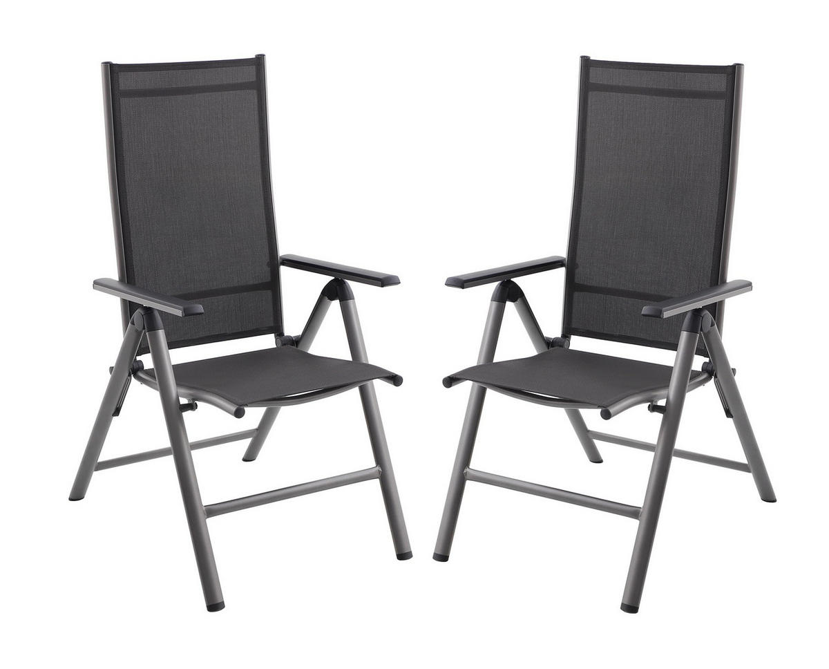 GARTENSTUHL 2er Set Iris Hochlehner - Schwarz, Kunststoff (58/109/67cm) - DELUKE