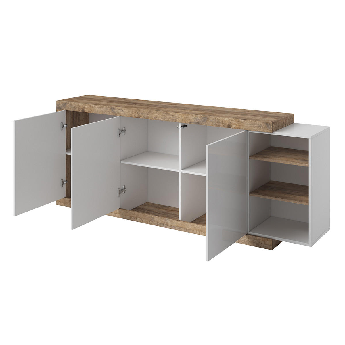 SIDEBOARD Azior Weiß und Holz - Weiß, Holzwerkstoff (220/85.7/40cm) - Petits-meubles