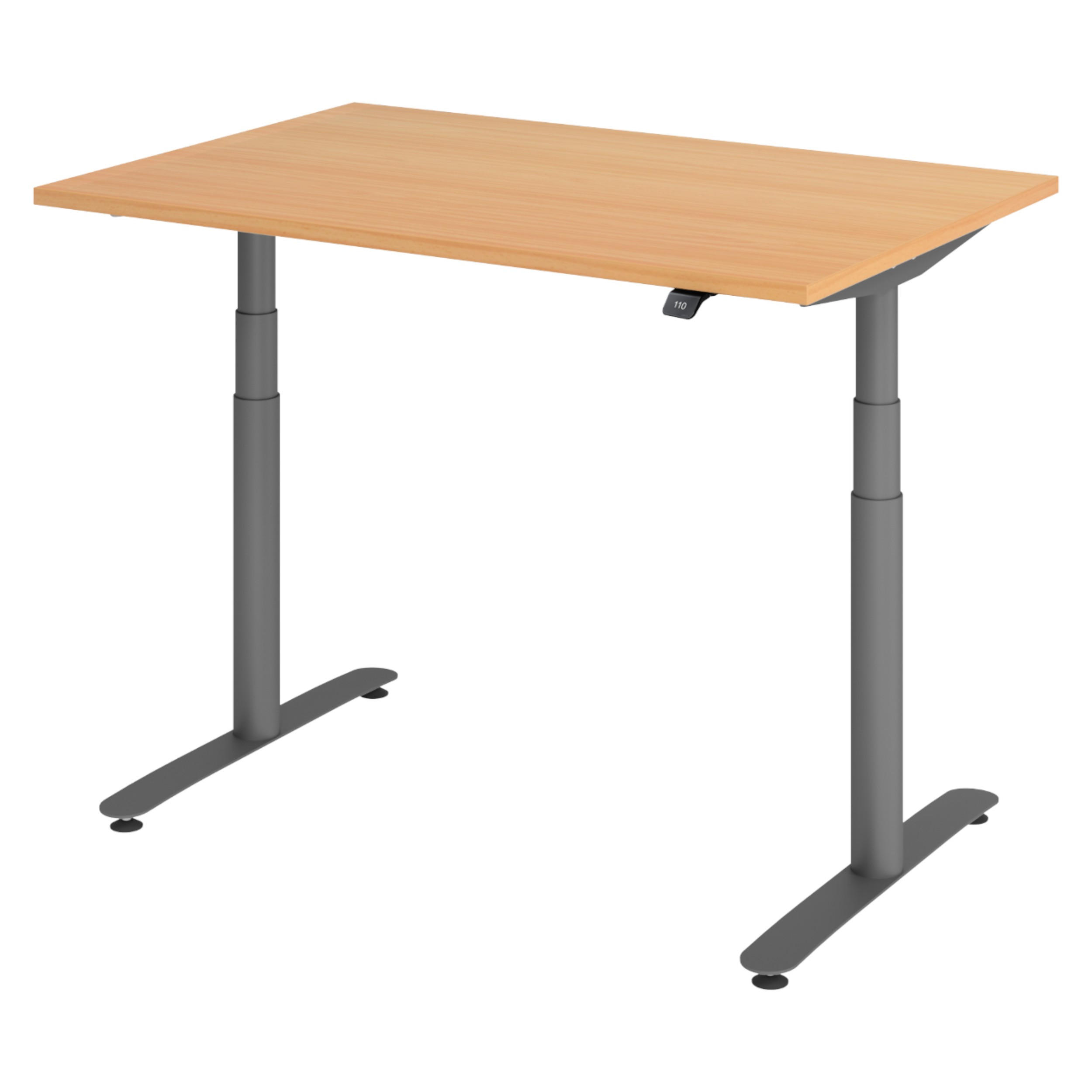 SCHREIBTISCH elektrisch Bluetooth & App XDLR 120/80/72 cm in Buchefarben/Graphitfarben - Buchefarben/Graphitfarben, Holzwerkstoff (120/80/72cm) - bümö