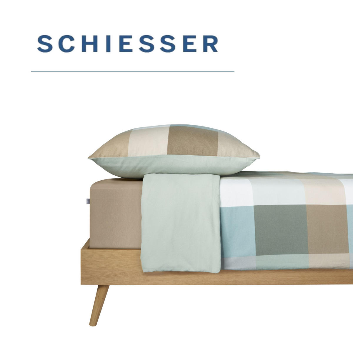 BETTWÄSCHESET Travis - Feinbiber - 2-teilig - 135x200 cm - Grün - Grün, Textil (135/200cm) - SCHIESSER