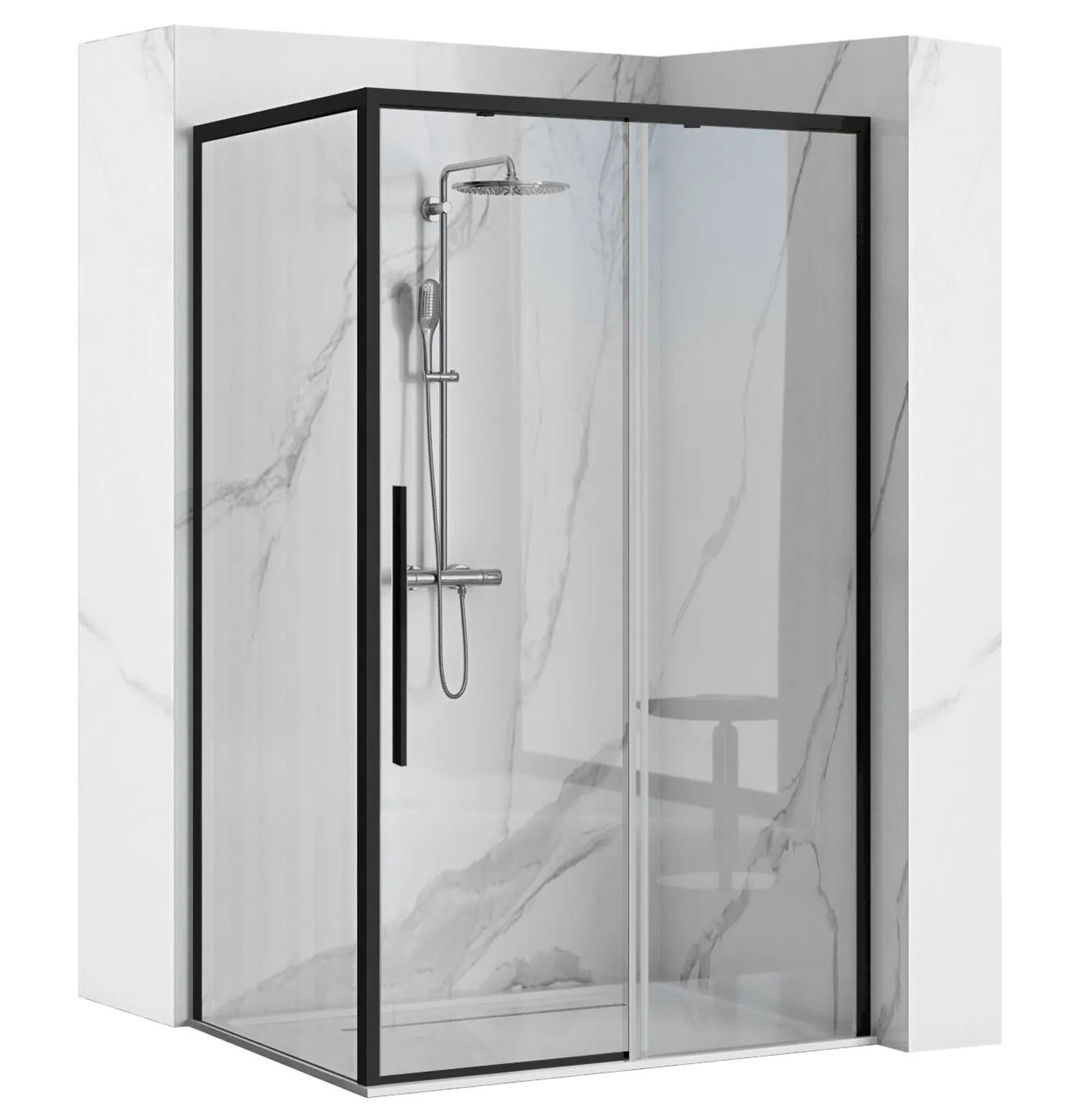 REA Duschkabine Schwarz 88.5x195x90 cm