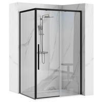 DUSCHKABINE Rea Solar Black Mat 90x90 mit Duschwanne Savoy - Schwarz, Glas (90/90/195cm) - REA