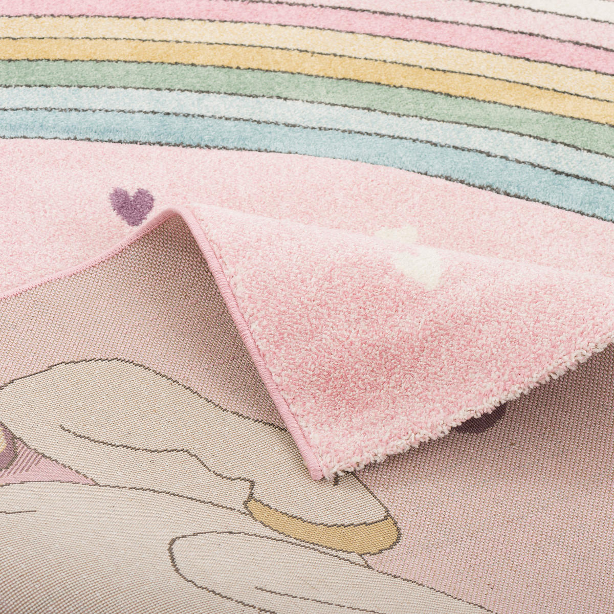 KINDER TEPPICH MAUI KIDS EINHORN PASTELL - Rosa, Textil (160/230cm) - Pergamon