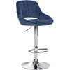 BARHOCKER Samt Blau - Chromfarben/Blau, Textil/Metall (47/85/48cm) - CLP