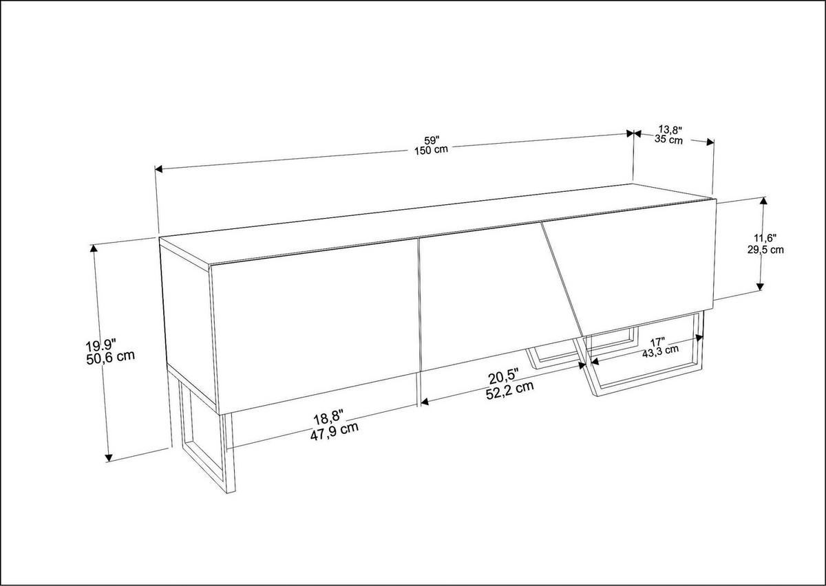 TV-ELEMENT Parla Weiß Schwarz - Schwarz/Weiß, Holzwerkstoff (150/50.6/35cm) - Decorotika