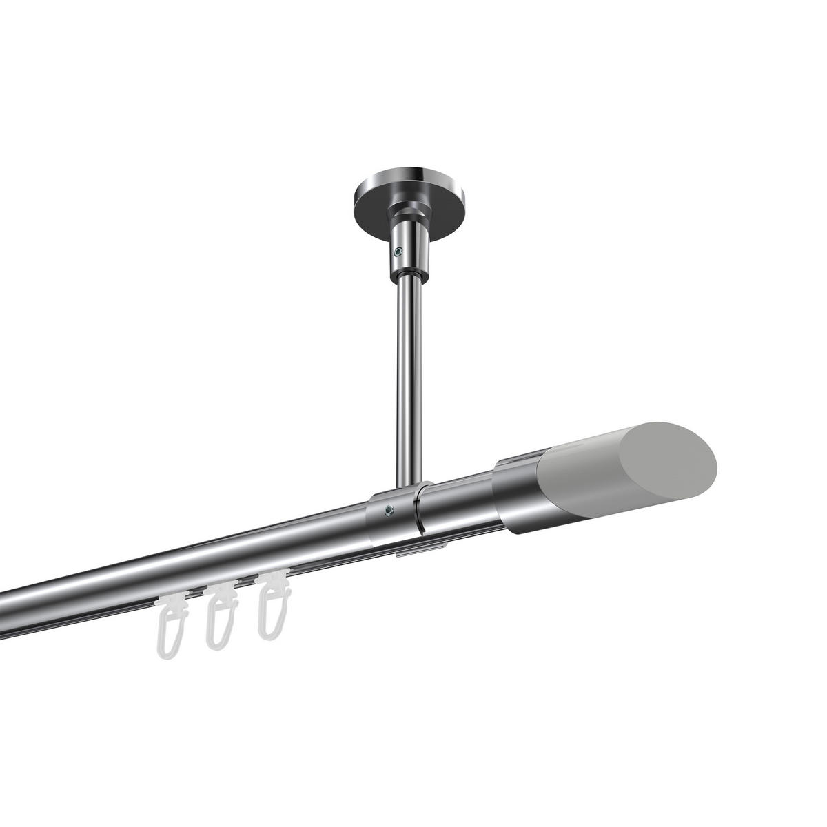 INNENLAUF-GARDINENSTANGEN-SET Sonette Verano 160 cm, 1-läufig, 20 mm Ø Chrom - Chromfarben/Weiß, Metall (160cm) - INTERDECO