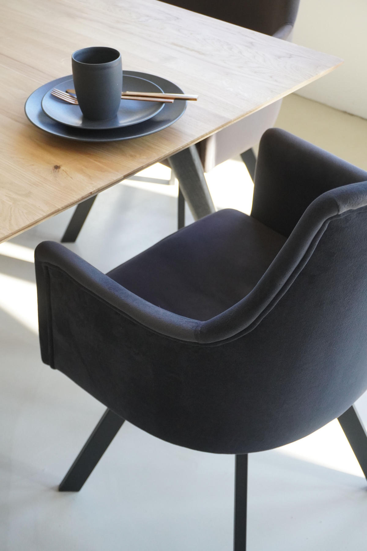 ARMLEHNENSTUHL Sello anthrazit mit T-Fuß drehbar - Anthrazit/Schwarz, Textil/Metall (55/90/58cm) - INKA furniture