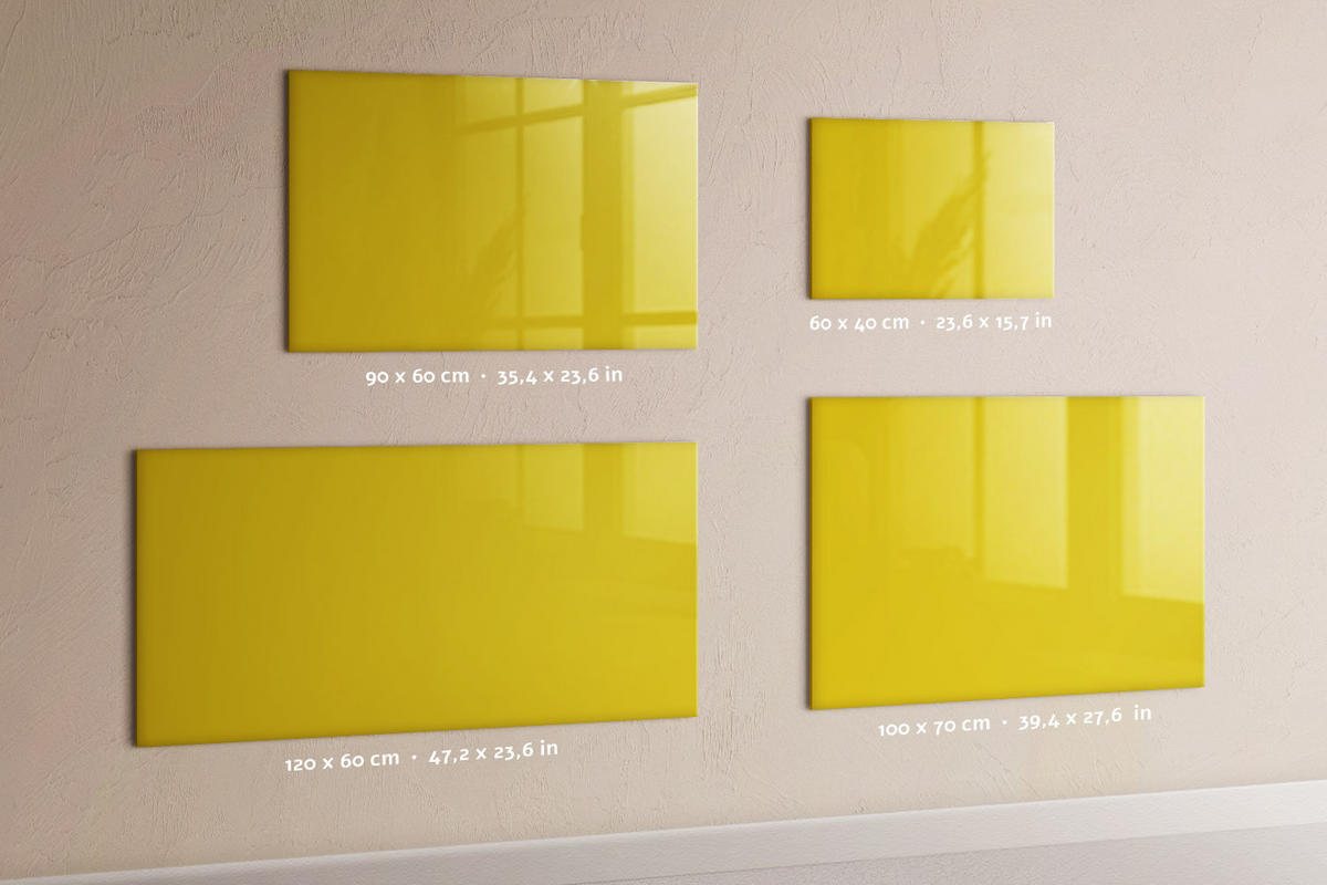MAGNETTAFEL 90x60 Gelb schwarzer Marker - Gelb, Glas (90/0.4/60cm) - TULUP