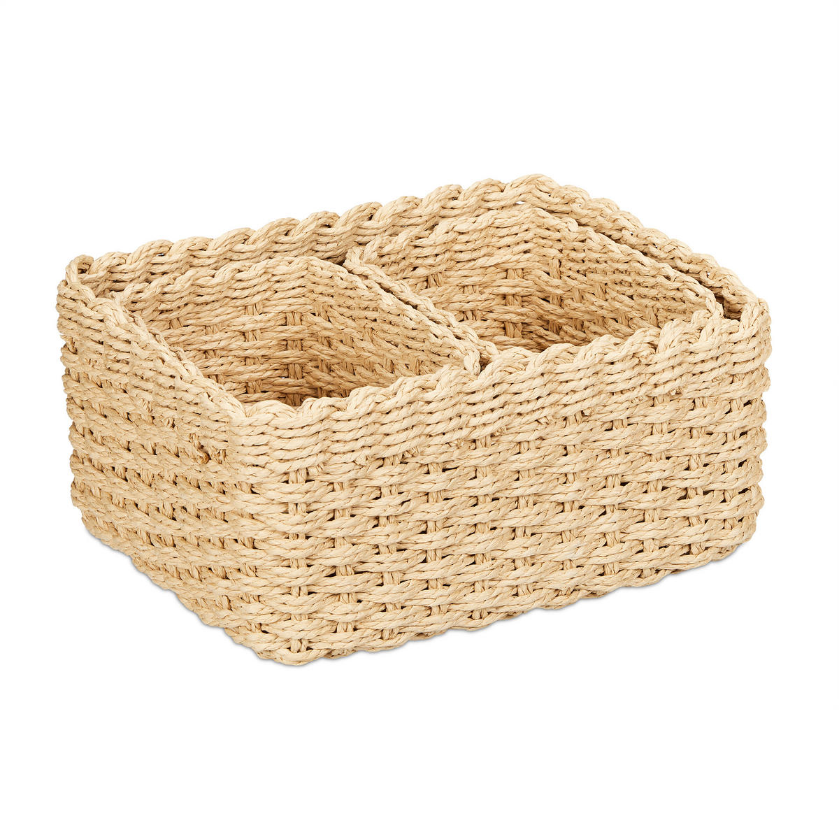 3-TLG.AUFBEWAHRUNGSKORB-SET - Hellbraun, Papier/Metall (22/29/14cm) - Relaxdays