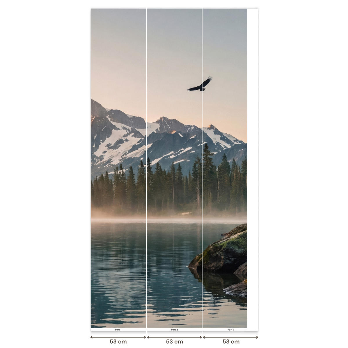 TAPETE - Berge - Wasser - Bäume - 140x300 cm - Multicolor, Papier (140/300cm) - OnlyWow