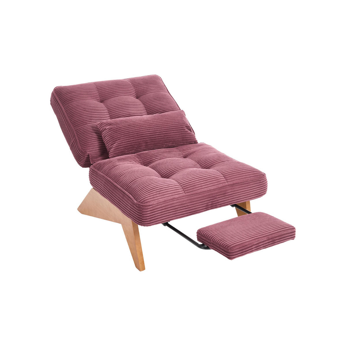 SESSEL Relaxsessel mit Fußstütze & Lendenkissen,verstellbar,Rot - Rot, Holz (73/90/59cm) - LVHOM