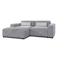 ECKSOFA L Form Jughlio Hellgrau 240/165/75 cm Links mit Schlaffunktion - Hellgrau/Schwarz, Kunststoff/Textil (165/240cm) - AX Living