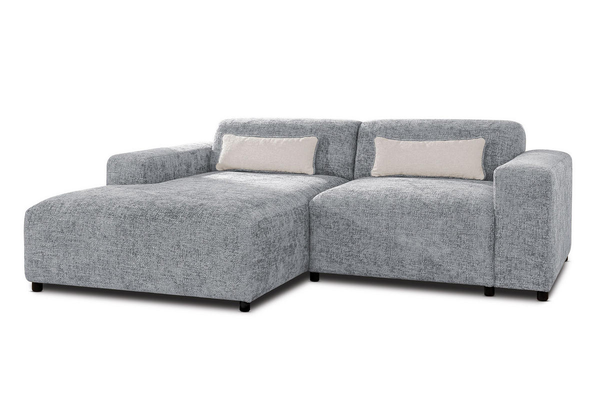 ECKSOFA L Form Jughlio Hellgrau 240/165/75 cm Links mit Schlaffunktion - Hellgrau/Schwarz, Kunststoff/Textil (165/240cm) - AX Living