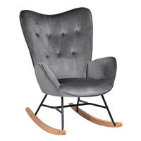 SCHAUKELSESSEL Samt Grau - Eichefarben/Grau, Holz (87/98/68cm) - Urban Meuble