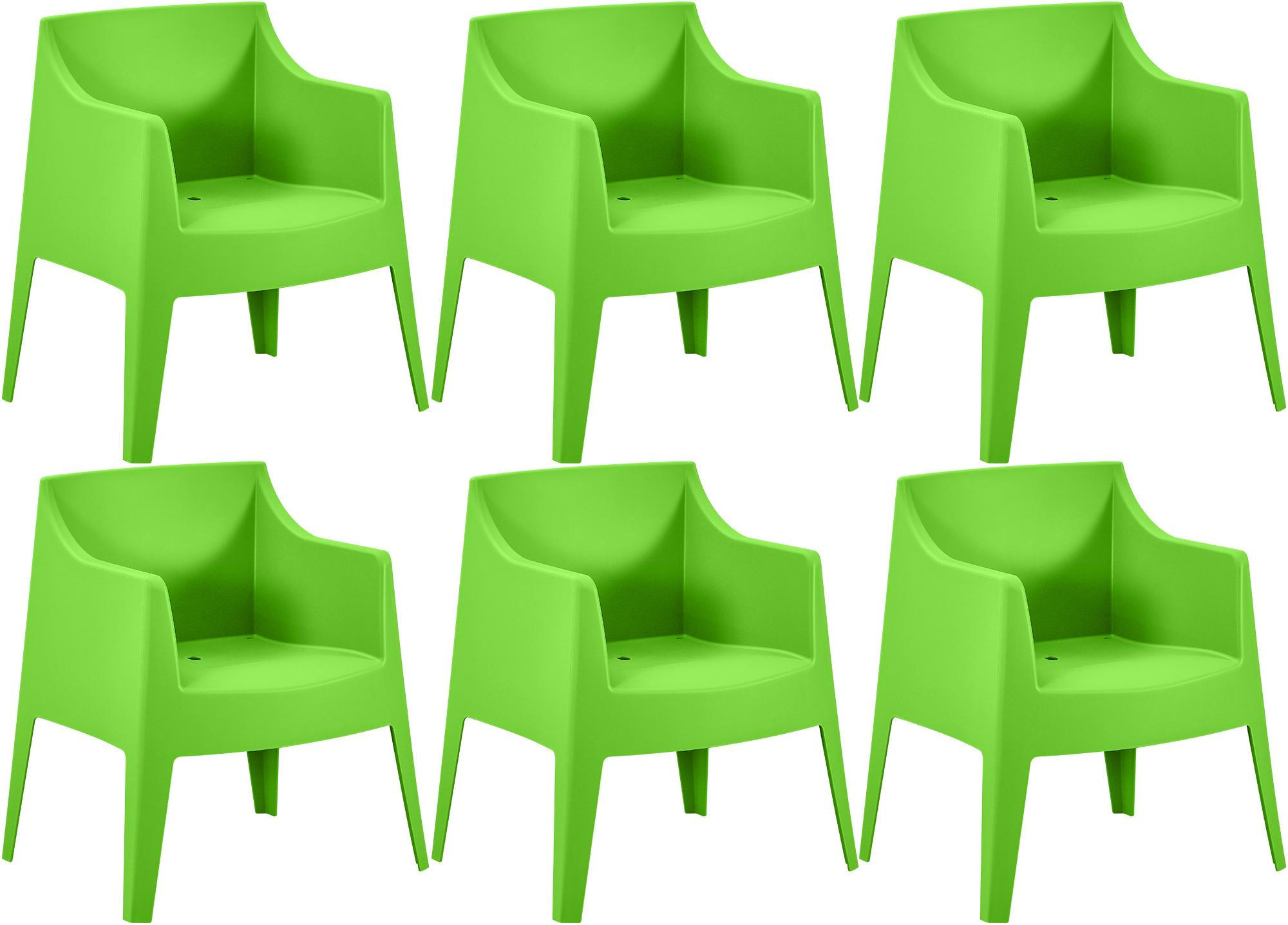 GARTENSTUHL Henri 6er Set 73x57x78cm Kunststoff Grün Stapelstuhl - Grün, Kunststoff (73/78/57cm) - DELUKE