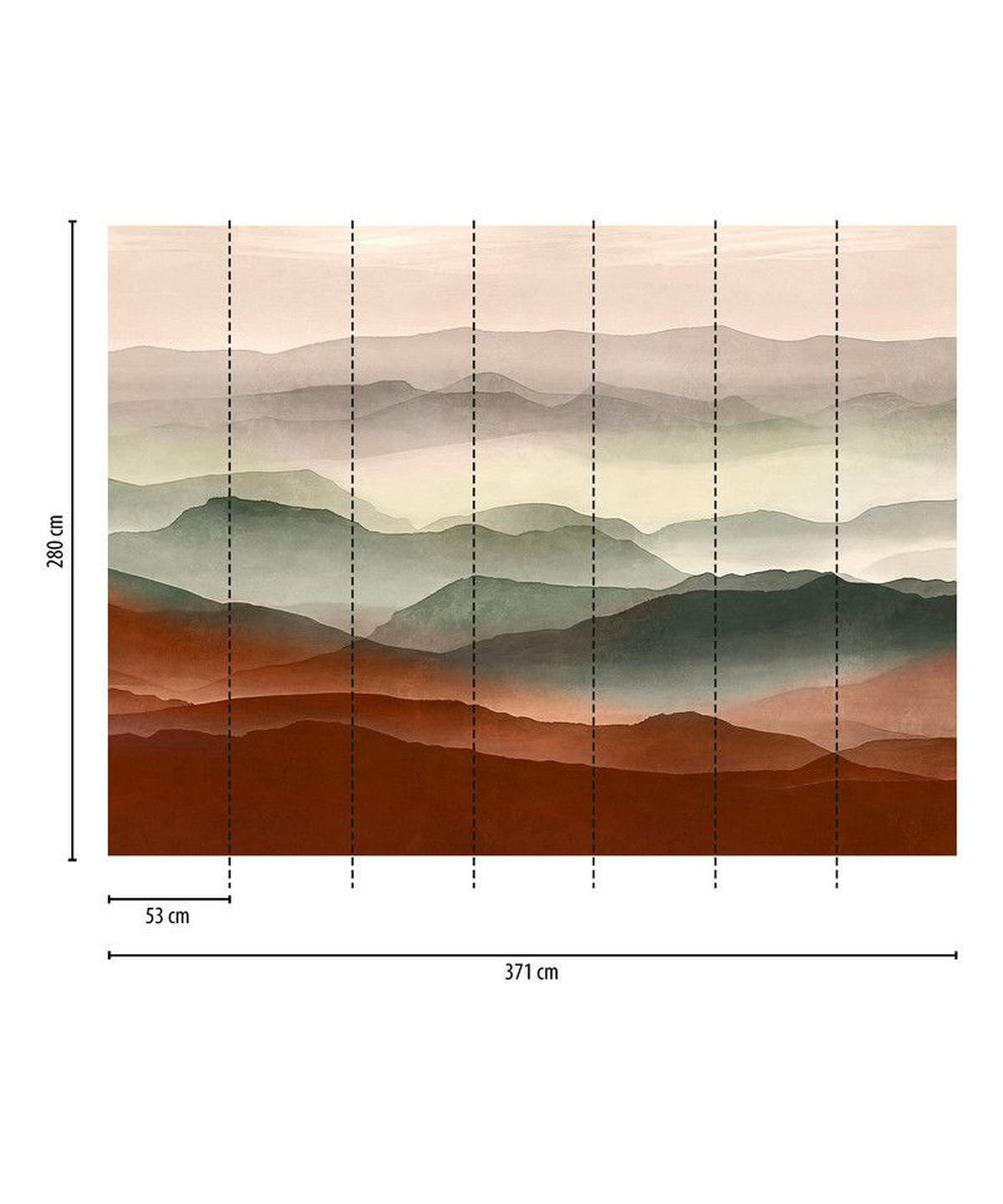 VLIESTAPETE Rot 371/280 cm - Rot/Grün, Textil (371/1cm) - KUNSTLOFT