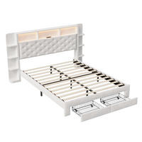 POLSTERBETT 140x200 cm mit Lattenrost, Stauraum und Ladefunktion Weiß - Weiß, Holz/Metall (140/200cm) - PARAFTA HOME