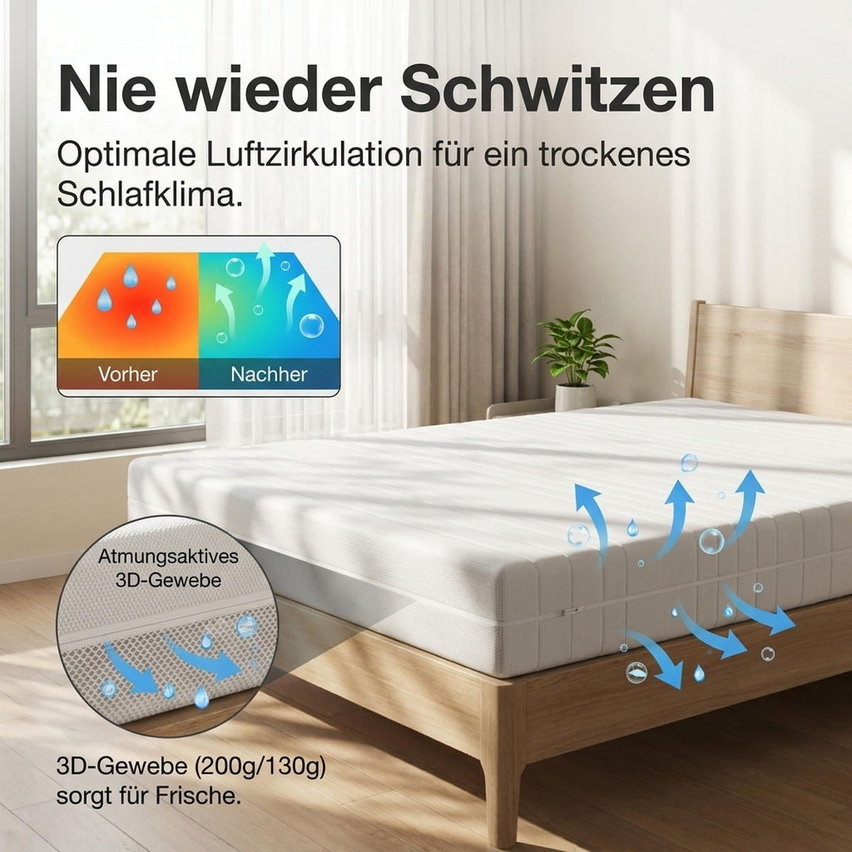 KALTSCHAUMMATRATZE 90/200 cm Weiß Höhe 20cm - Weiß, Textil (90/200cm) - Oxeza