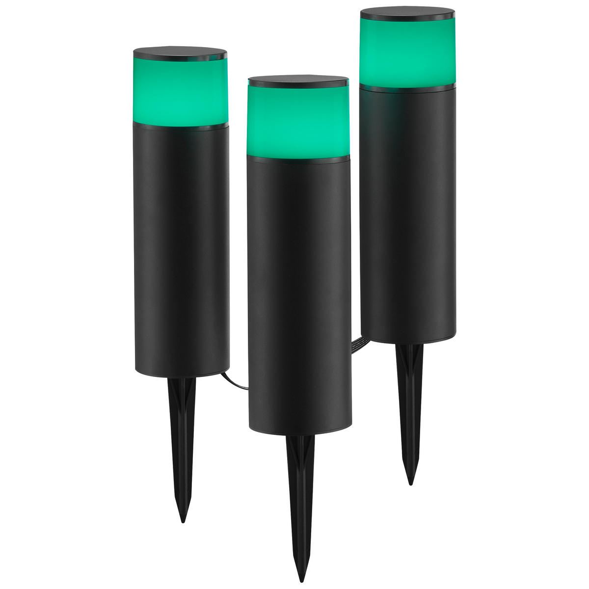 LED AUßENLEUCHTE Dody Schwarz/Weiß 7,6/7,6/38,8 cm - Multicolor, Kunststoff (7.6/7.6/38.8cm) - Brilliant