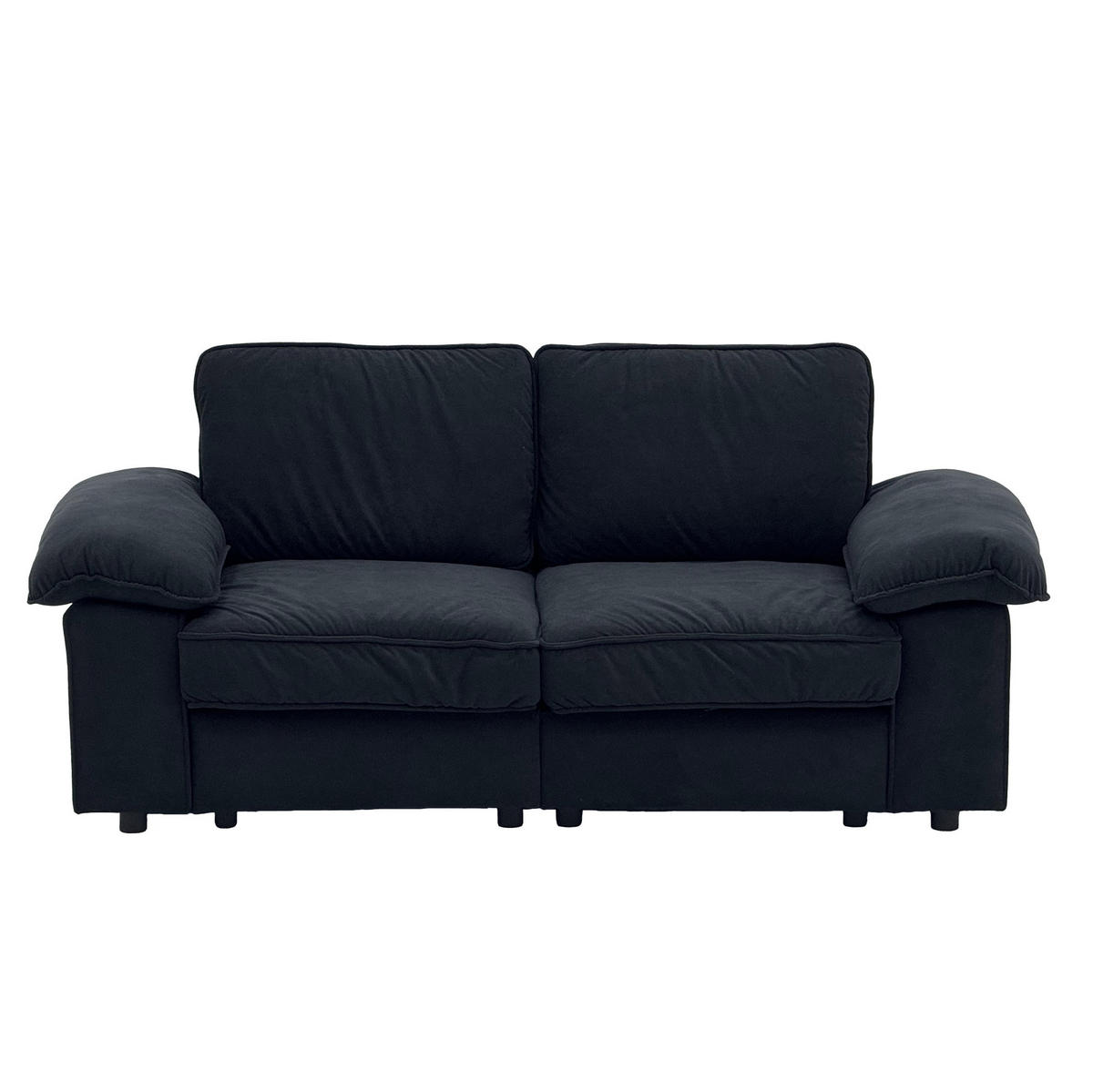 SOFA mit Stauraum Schwarz Massivholz MDF - Schwarz, Holzwerkstoff (201/89/91cm) - Meubliv