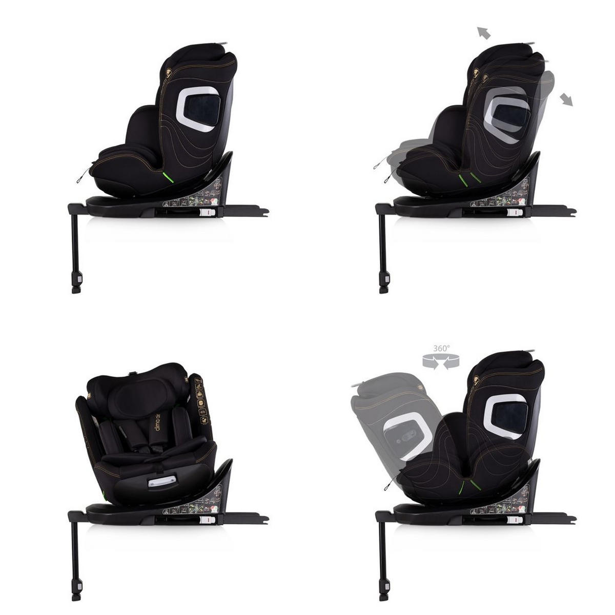 KINDERSITZ Clima Air i-Size schwarz (40-150 cm) Isofix Lüftungs-Heizfunktion - Schwarz, Kunststoff (44/58/54cm) - Chipolino