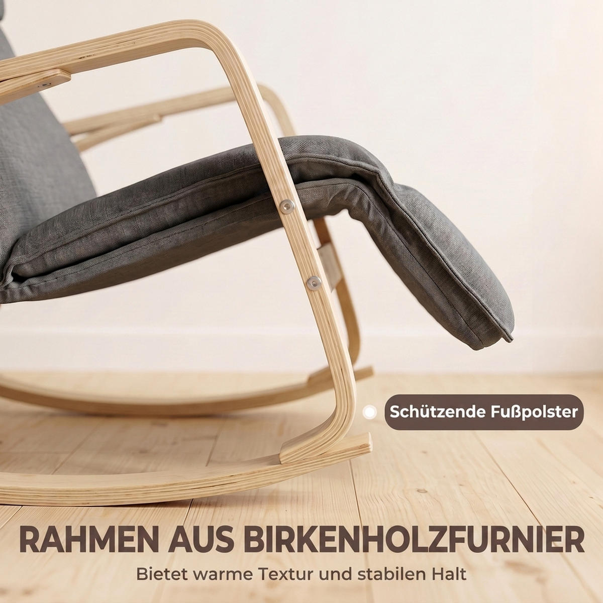 GUNGSTOL i polyester, mörkgrå - Cremefärgad/Svart, Björkträ/Träbaserade material (67/92/106cm) - HOMCOM