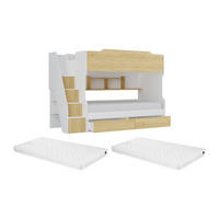 ETAGENBETT - 2 Personen - Holz, Platte - Naturfarben Hell, Weiß - - Naturfarben/Weiß, Holz (90/190cm) - Vente-Unique