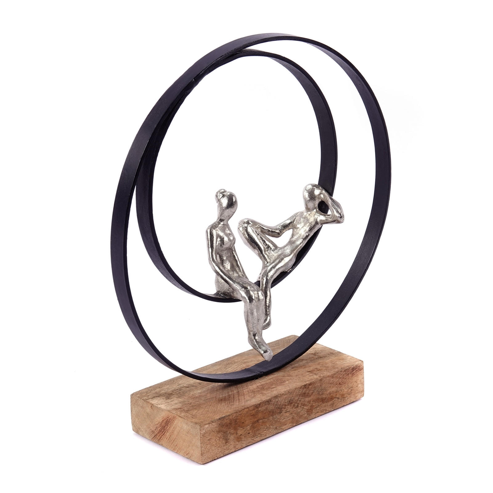 SKULPTUR Date Mangoholz, Metall silber-natur - Schwarz, Metall (31/34/9cm) - CREEDWOOD