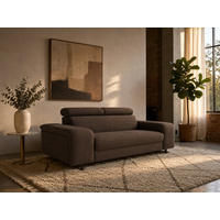 2,5-SITZER Vaasa Flachgewebe Braun klappb. Kopfstützen 198/100/81 cm - Braun, Kunststoff/Textil (198/81/70cm) - foamnova