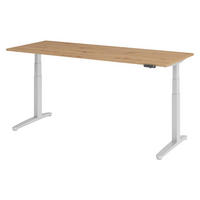 SCHREIBTISCH elektrisch XBHM 80/200/74 cm in Wildeiche/Silberfarben - Wildeiche/Silberfarben, Holzwerkstoff (80/200/74cm) - bümö