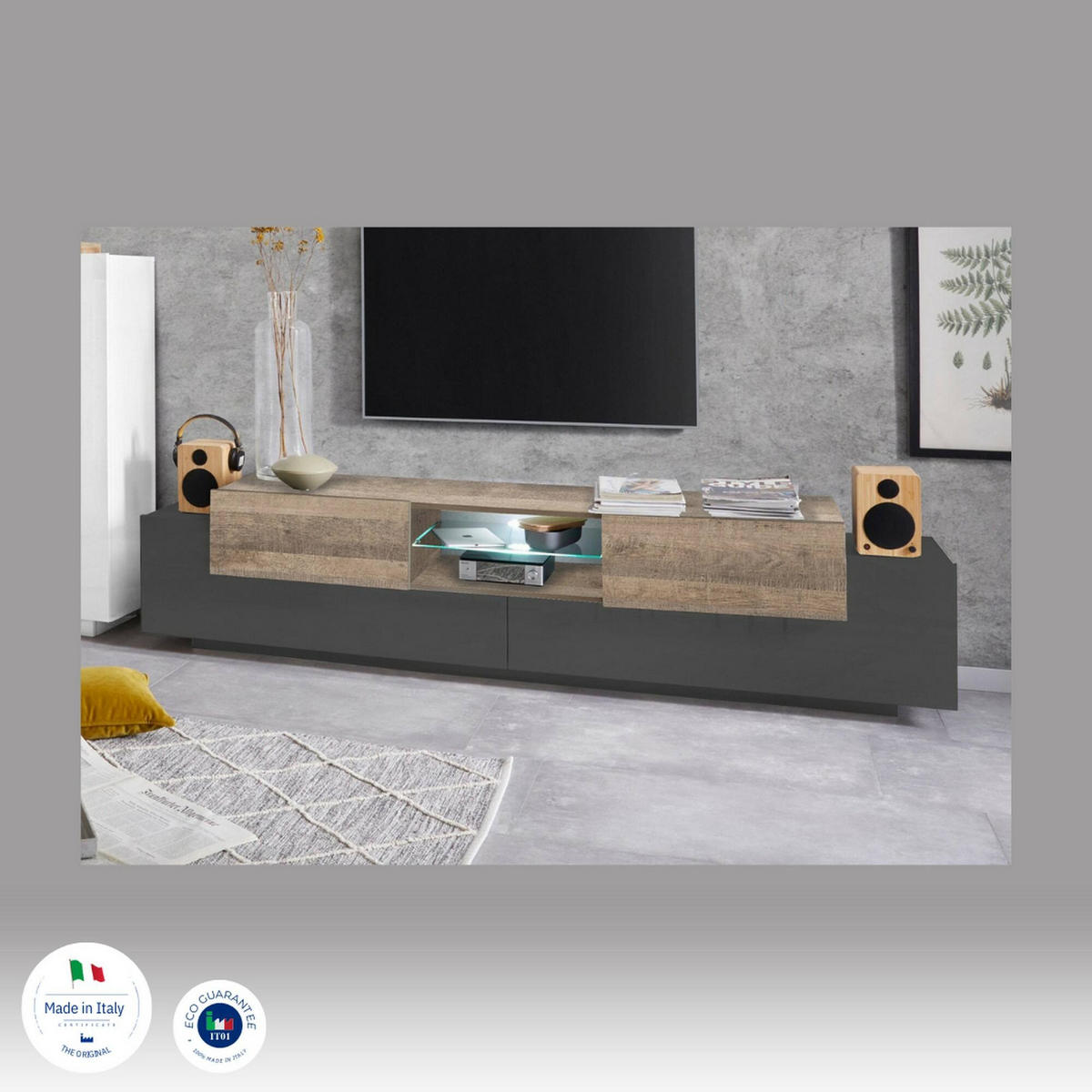 FERNSEHSCHRANK Anthrazit, Ahorn 40/220/51 cm - Schwarz, Holzwerkstoff (220/51/40cm) - DMORA