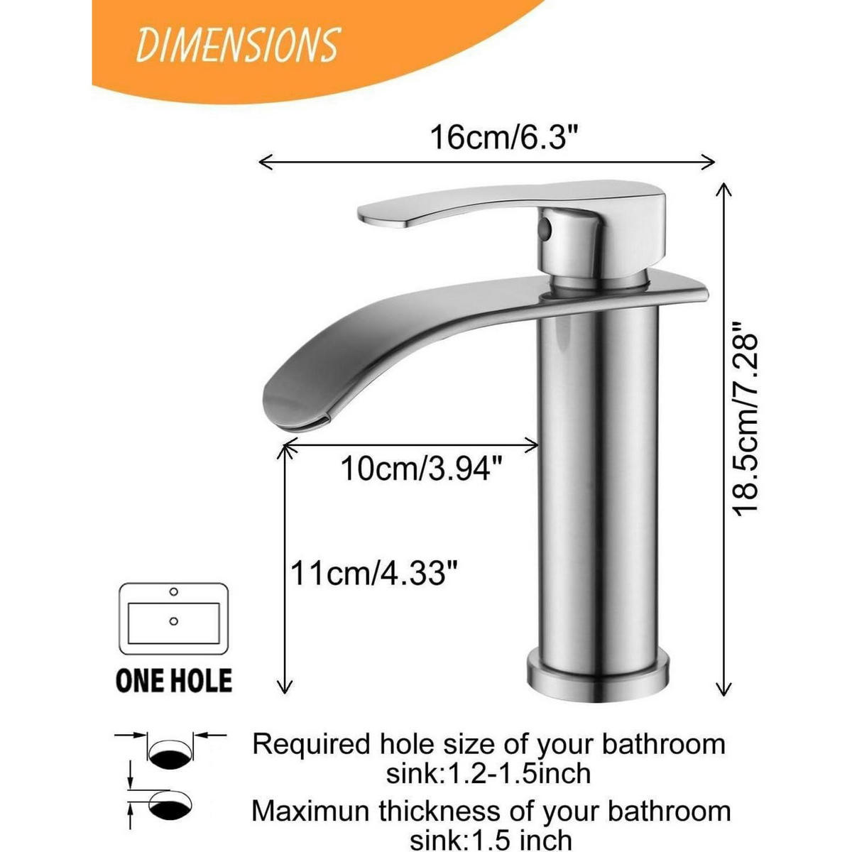 WASCHTISCHARMATUR Wasserfall Einhebel Chrom - Silberfarben, Metall (16/10/18.5cm)