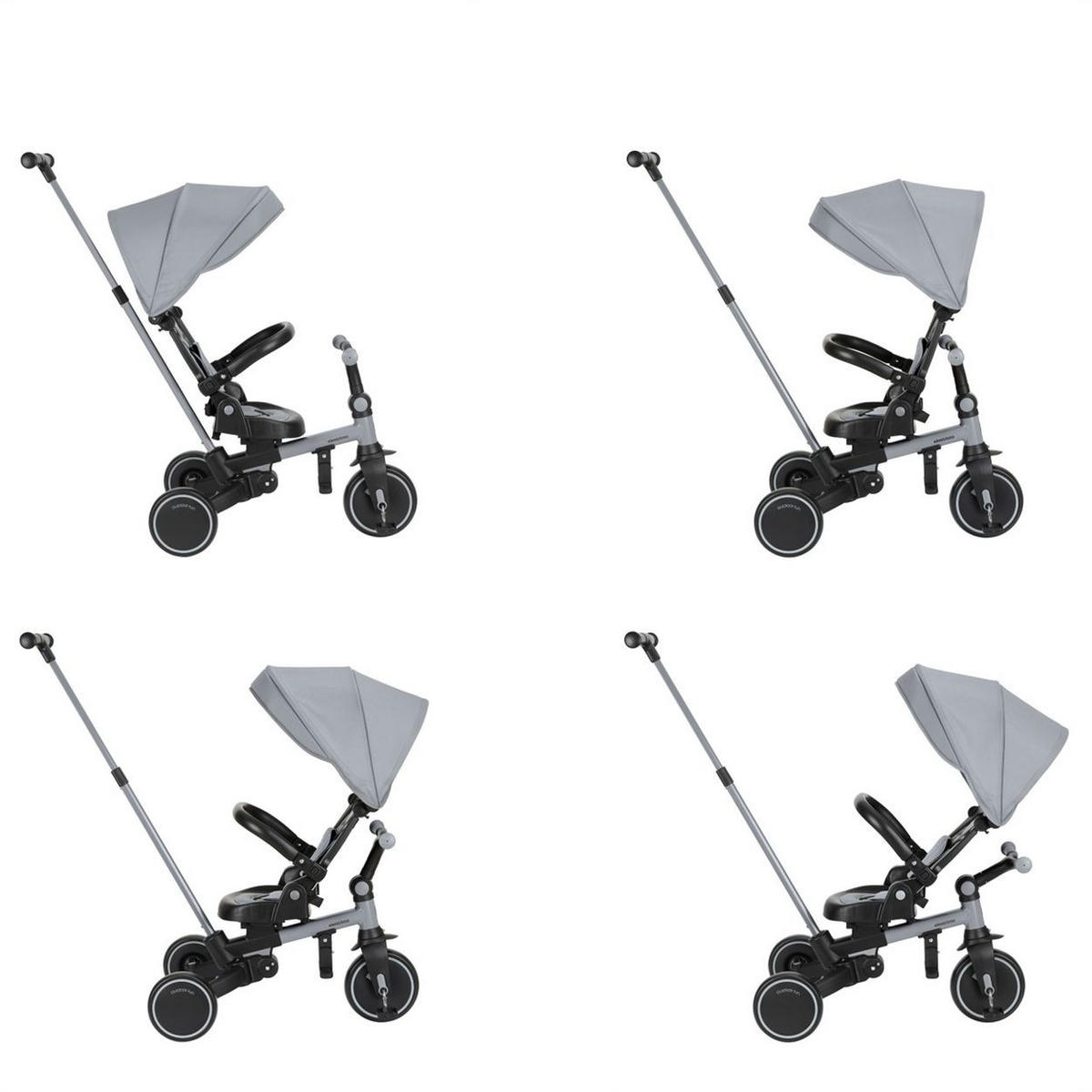 DREIRAD Aluma 5 in 1 Laufrad grau Schiebegriff Fußstütze Tragegriff Bremse - Grau, Metall (71/49/99cm) - Kikka boo