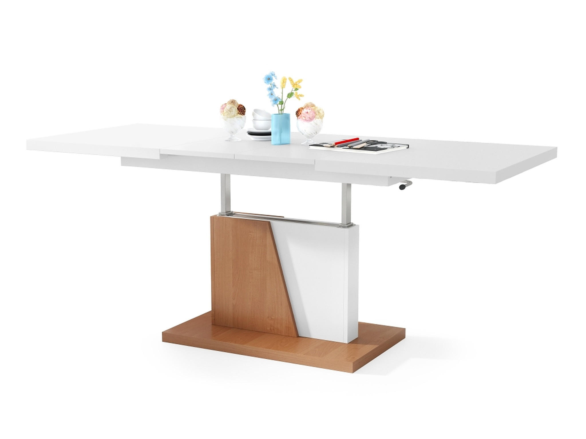 designimpex Couchtisch Weiß, Erle 120x60x70 cm