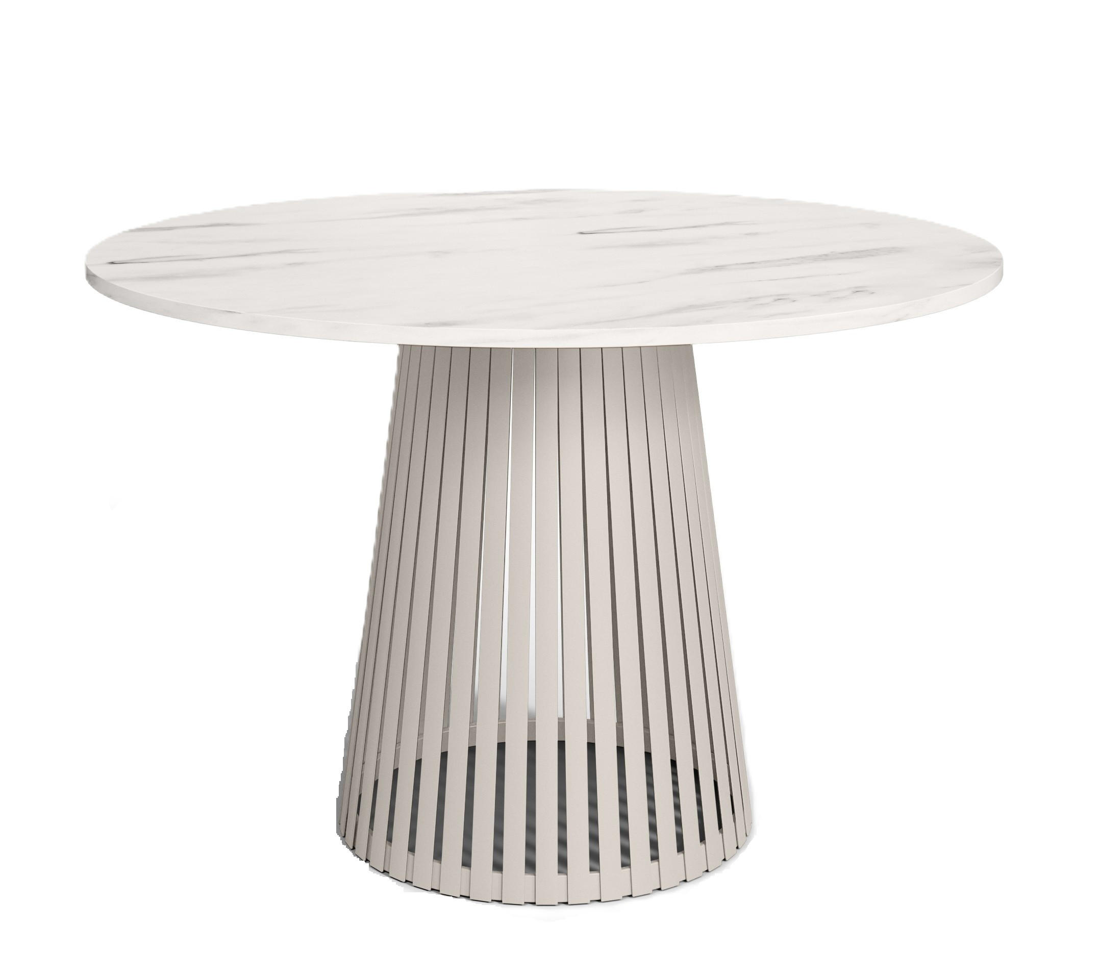 TISCH Kaschmir VIV Lamellen Hell Marmor Platte 100 cm - Kaschmir, Holzwerkstoff (100/100/76cm) - Sepro Meble