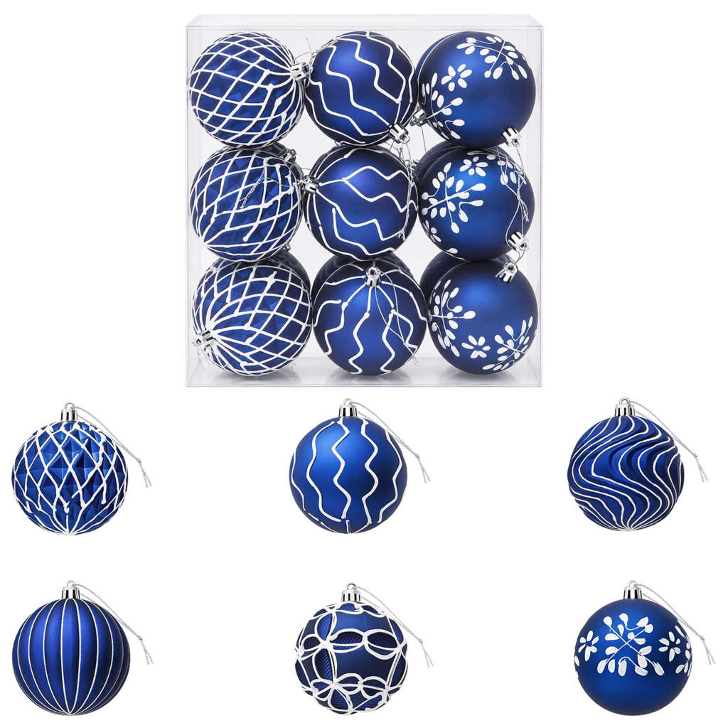 WEIHNACHTSKUGELSET XL 18 -teilig 8 cm Blau Polystyrol - Blau, Kunststoff (8/8/8cm) - vidaXL