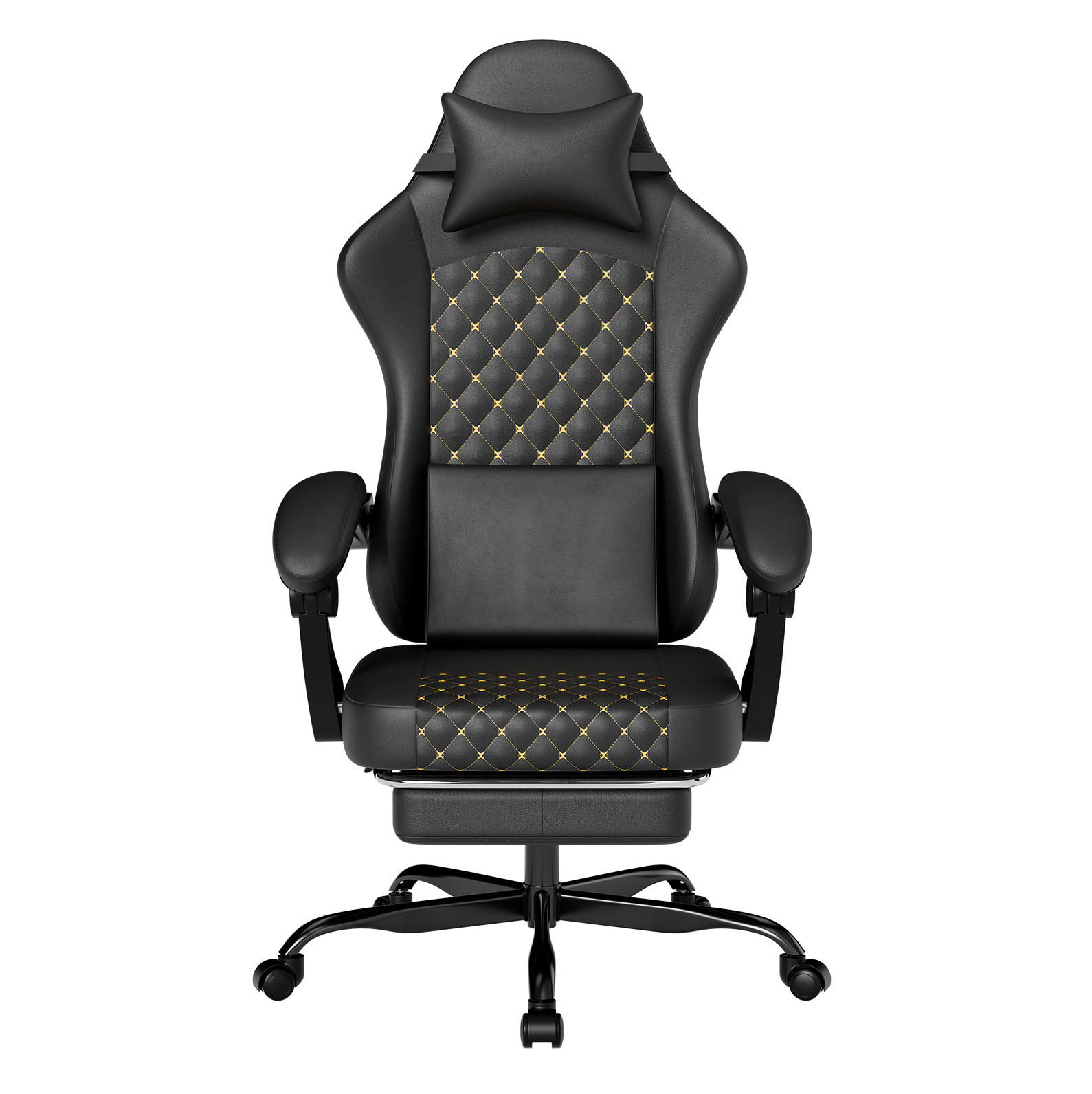 GAMINGSTUHL 58,5/63/120,5 cm, Kunstleder, höhenverstellbar & kippbar mit Fußstütze,Schwarz - Schwarz, Naturmaterialien (63/120.5/58.5cm) - Redom
