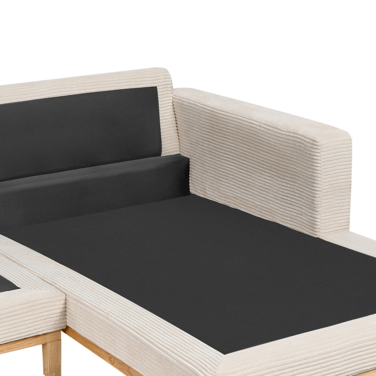 COLȚAR cu 4 locuri reps reiat bej deschis pe partea stângă Siggard - maro/bej, material textil (321/168cm) - Beliani