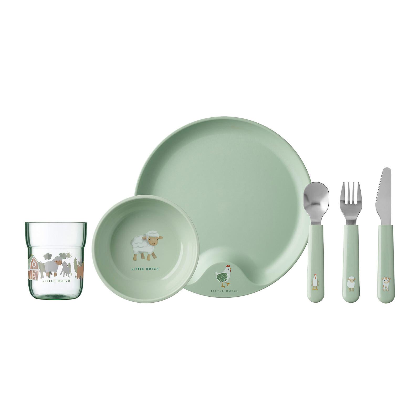 KINDERGESCHIRR Mio Little Farm 6er Set - Grün, Kunststoff (10.5/22/33.5cm) - Mepal