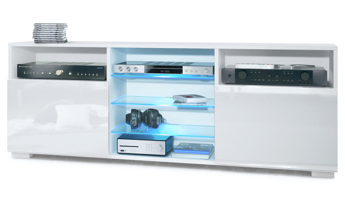 LOWBOARD Granada Front in Weiß Hochglanz - Weiß Hochglanz, Holzwerkstoff (146/54/35cm) - Vladon