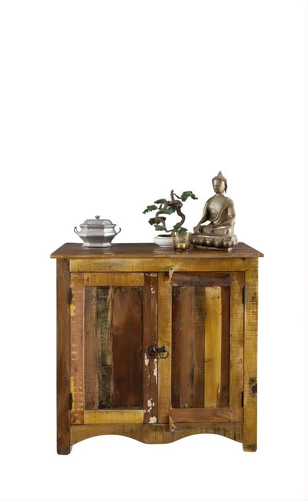 KOMMODE Altholz 90x40x85 mehrfarbig lackiert NATURE OF SPIRIT #19 - Multicolor, Holz (90/85/40cm) - Massivmoebel24