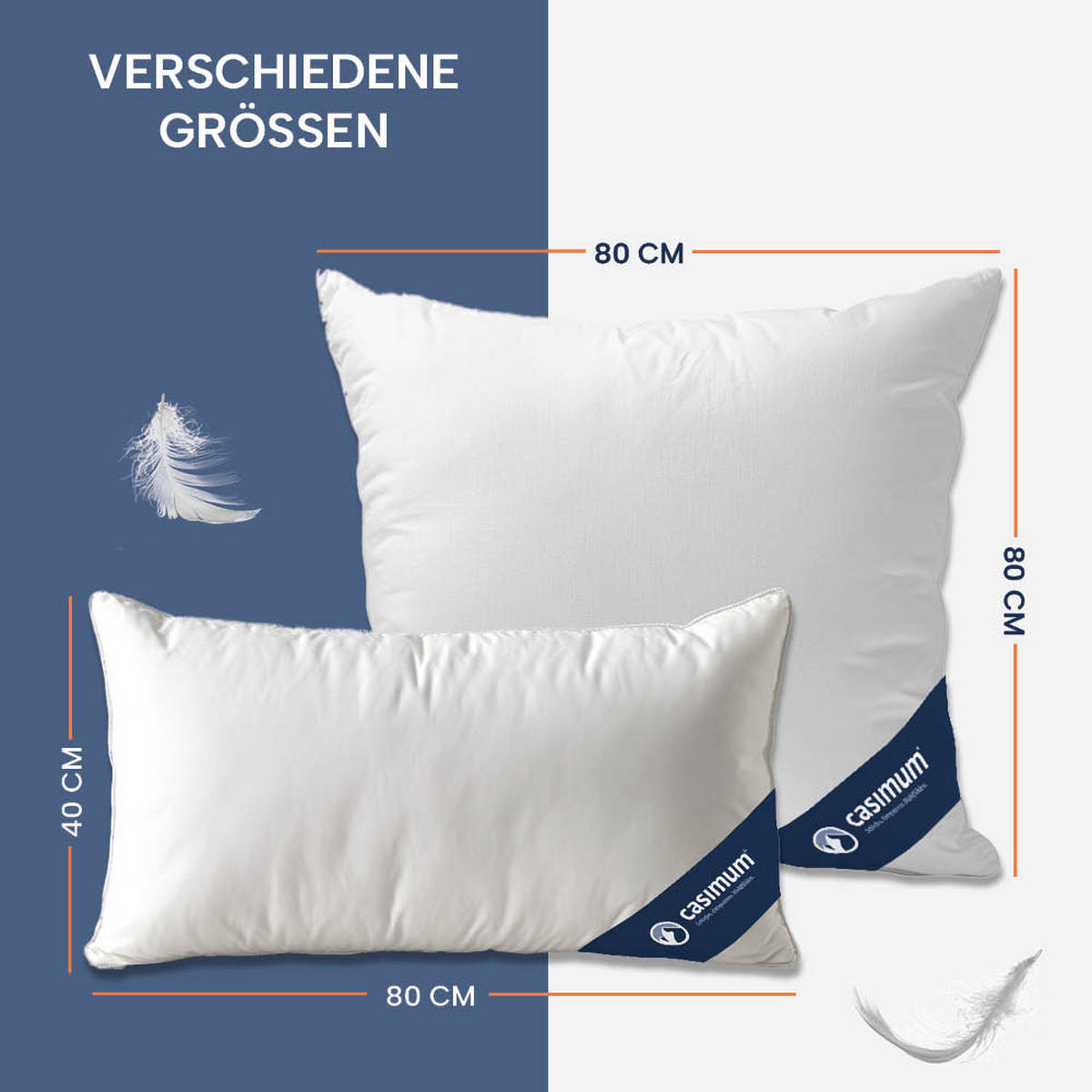KOPFKISSEN 40x80 cm weich & stützend, Daunenkissen 60% Daunen - Weiß, Textil (40/80cm) - casimum
