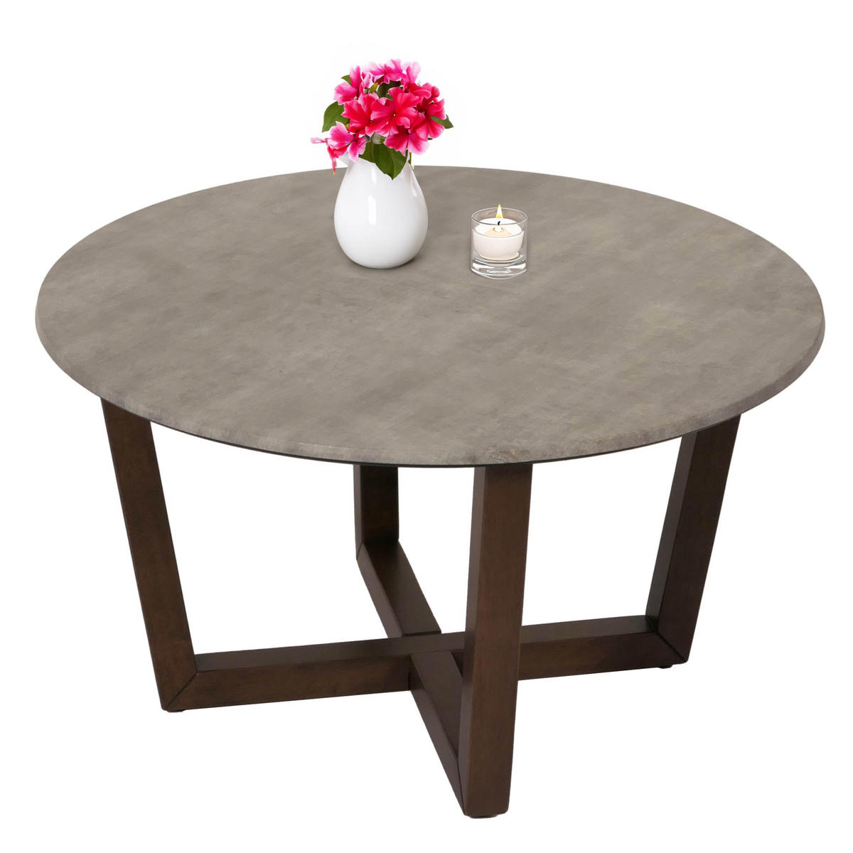COUCHTISCH rund Beton Dekor - Grau, Holz (80/80/46cm) - MCW