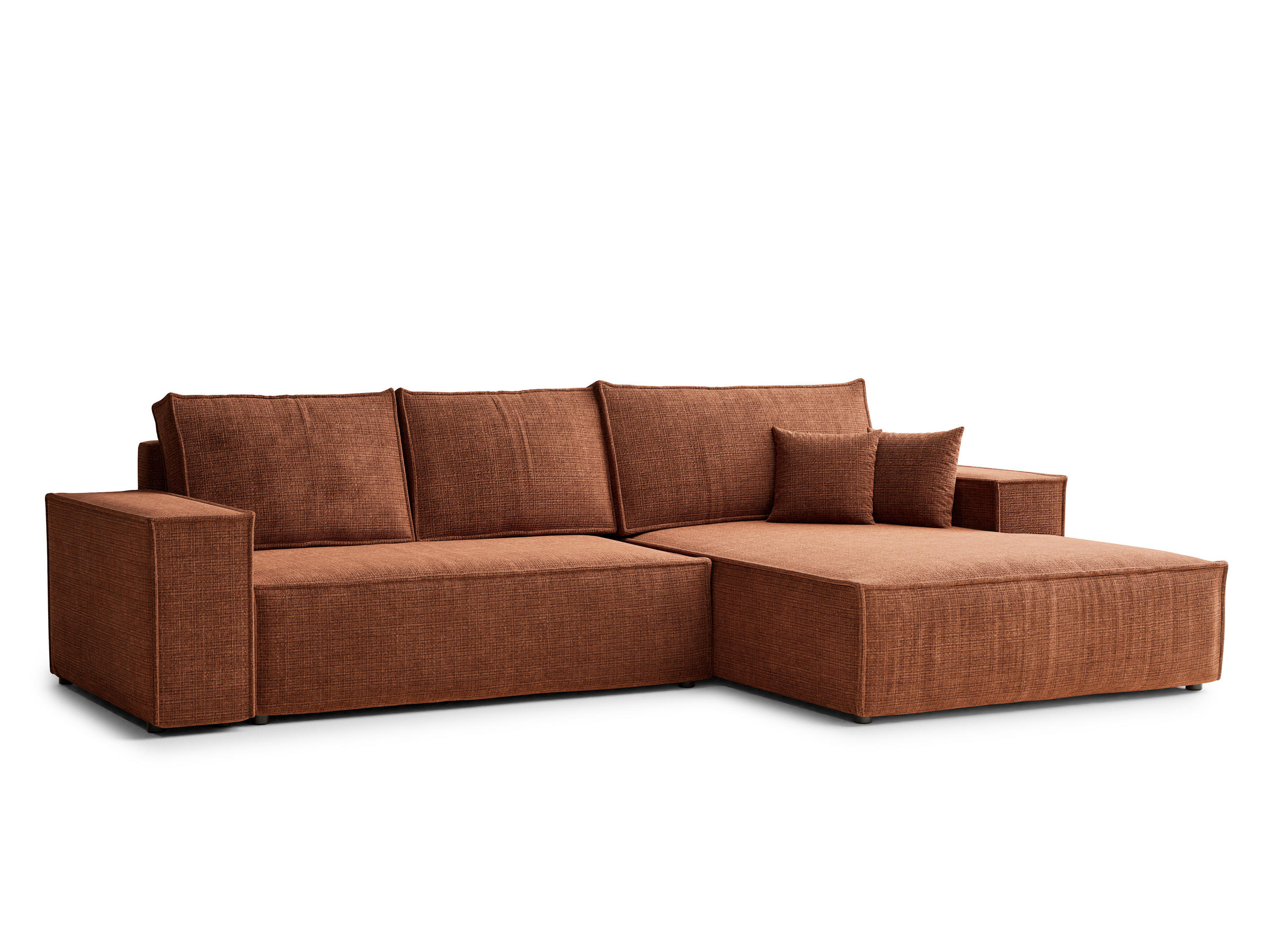 ECKSOFA Maze Kupferfarbe Chenille-Stoff - Rechts Seite - Schwarz/Kupferfarben, Holz/Holzwerkstoff (294/185cm) - Maison de Reve