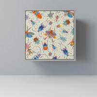 SIDEBOARD COLORFUL INSECTS, Grau, 57,5x42x57,5 cm, Ohne Füße - Multicolor/Grau, Holzwerkstoff (57.5/57.5/42cm) - SpaceRebels
