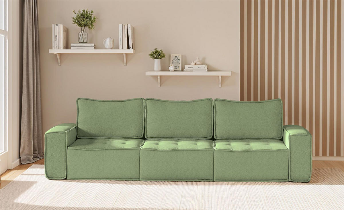 SOFA Sande In Alpine - Hellgrün, Holzwerkstoff/Textil (292/85/90cm) - Fun Möbel
